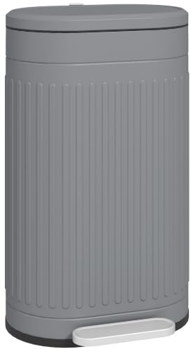 HOMCOM Mülleimer 30L Treteimer Abfalleimer Grau 36,5 x 31,2 x 60,8 cm | Mit Deckel und Fußpedal, Müllbehälter mit Herausnehmbarem Inneneimer, Soft-Close-Funktion, für Wohnzimmer, Büro