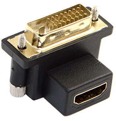 Cablecc Câble adaptateur à 90 degrés coudé vers le bas DVI mâle vers HDMI femelle pivotant pour ordinateur, HDTV et carte graphique