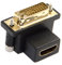Cablecc Câble adaptateur à 90 degrés coudé vers le bas DVI mâle vers HDMI femelle pivotant pour ordinateur, HDTV et carte graphique
