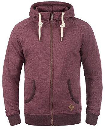 !Solid SDVitu Herren Sweatjacke Kapuzenjacke Zip-Hoodie mit Kapuze Kordelzug Kängurutasche Reißverschluss Baumwollmischung Regular fit, Größe:XXL, Farbe:Wine Red Melange (8985)