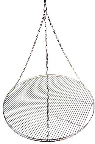 Edelstahl Grillrost 70 cm mit Reling + 3 Edelstahlketten + Karabiner | nur 10 mm lichter Stababstand / Grillclub / deutscher Fachhändler