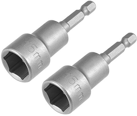 Sourcingmap 2 Pcs 1/4 Quick-Change Hex Shank 15mm Magnetic Nut Setter Driver Drill Bit, 65mm Length, Metric