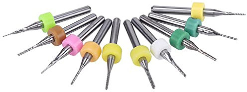 Akozon Juego de corte de carburo 1/8 pulgada 0,5 a 1,4 mm Carburo PCB Brocas para Grabado Cortador Giratorio CNC 10 piezas