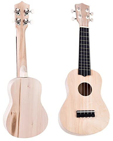 Acogedor Ukulele DIY Kit, DIY Ukulele 21 Zoll Basswood 4 Saiten Ukulele DIY Kit Instrument Zubehör,kann lackiert Werden,aus hochwertigen Lindenholz Materialien, für Ukulele Liebhaber