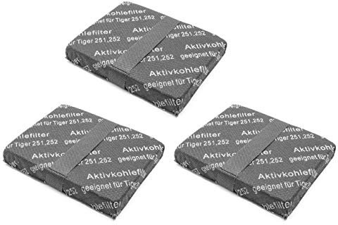 vhbw 3x Aktivkohlefilter kompatibel mit Vorwerk Tiger 250, 251, 252, 260 Staubsauger - Filterset, Schwarz