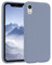 EAZY CASE Premium Silicone Custodia per cellulare con iPhone XR, Slimcover con protezione della fotocamera e fodera, Custodia in silicone, copertura protettiva, Blu Acciaio