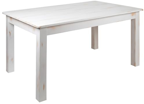 Flash Furniture Hercules-Serie, 152,4 x 96,5 cm, rechteckig, Antik-Stil, rustikal, weiß, massives Kiefernholz, Bauernhof-Esstisch