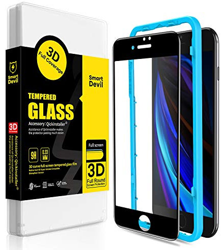 SMARTDEVIL [Lot de 2 Verre Trempé iPhone SE 2020 [Couvir l'écran Complèt][Kit Installation Offert] iPhone SE 2020 Film Protection écran,[Anti Rayures] -[ sans Bulles d'air]