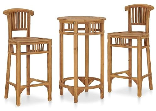 vidaXL Teak Massiv Gartenbar Set 3-TLG. Theke Bar Tresen Gartentheke Bartisch Stehtisch Barhocker Barstuhl Gartenmöbel Gartenset Sitzgruppe