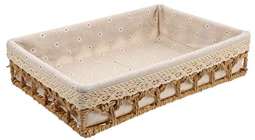 Hemoton Canasta de Almacenamiento de Mimbre Cestas de Estantes Tejidos de Ratán Canasta para Servir Pan Organizador de Escritorio Contenedores de Almacenamiento de Lavandería con