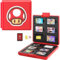Lucylanker Games Card Storage Case Für Nintendo Switch Lite NS, Tragbar und Dünn, Schutzhülle Aufbewahrungsbox Spiele Cards Tasche,12 Schlitze für Game-Karten und 12 für SD Schlitze (roter pilz)