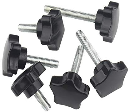 ANSIEDIO M8 Star Knob Thumb Screws, Five-pointed Star Head Threaded Knurled Thumbscrew Grip Knobs Clamping Screw, M8×30mm,5 pcs