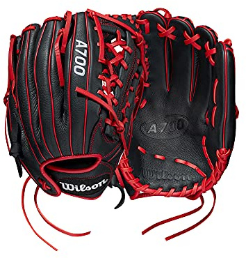 WILSON Unisex, Teenager A700 12 Zoll Baseball-Handschuh, Schwarz/Rot