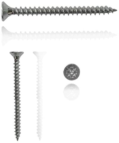 M4 Wood Screws Zinc Plated Silver Full Thread Self-Tapping Long 2.5 inch (0.16 x 2.36) 4.0 x 60mm Box of 100pcs