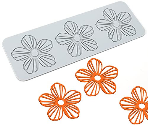 Molde de encaje para tartas, moldes de encaje para fondant, moldes de silicona para encaje para decoración de tartas, 3 agujeros Flores de Pelargonium