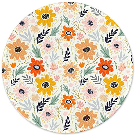 Round Mouse Pad,Gaming Mouse Pad,Non-Slip Rubber Base Mouse Mat with Stitched Edge 7.9 x 7.9 Inch for Laptop Computer (Adorable Flower)
