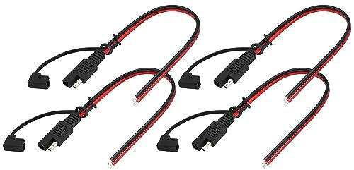 zdyCGTime 14AWG SAE Connecteur rapide à 2 broches à prise unique,Câble d'extension Automobile SAE avec capuchon, connecteur SAE 12 V à 2broches,Convient pour les motos,les voitures,etc.(30cm/4Pièces)