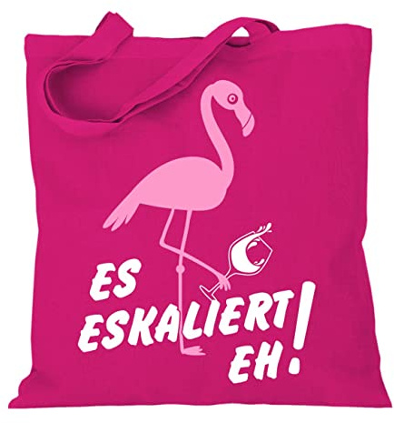 Stoffbeutel Jutebeutel Lange Henkel mit Spruch Flamingo Es Eskaliert eh