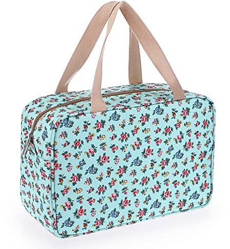 SUMTREE Trousse de Toilette Sac de Toilette Grande capacité Organisateur pour Le Voyage,Business,Pique-Nique (Bleu Fleurs)