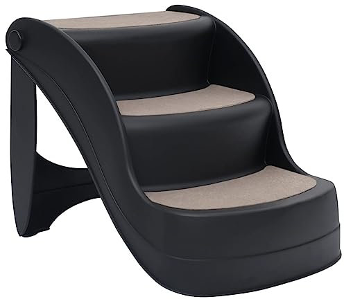 vidaXL Hundetreppe mit 3 Stufen Klappbar Schwarz
