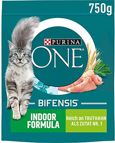 PURINA ONE BIFENSIS Indoor Formula Katzenfutter trocken für Hauskatzen, reich an Truthahn, 6er Pack (6 x 750g)