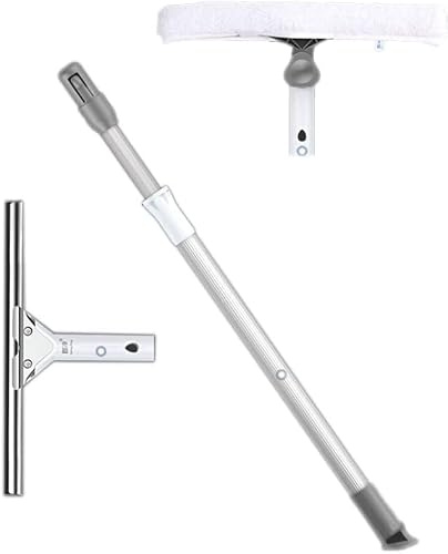 MQZHUK Teleskop Fensterputzer Set Alu Teleskopstange 1.2m/1.5m/2m/3m/4m/5m Gummilippe Fensterwischer Glasreinigungswerkzeuge Teleskopstiel für Fensterwischer (3m)