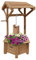 Vivo Technologies Wooden Wishing Well Planter, Garden Feature Outdoor Flower Pot Backyard Decor, Natural