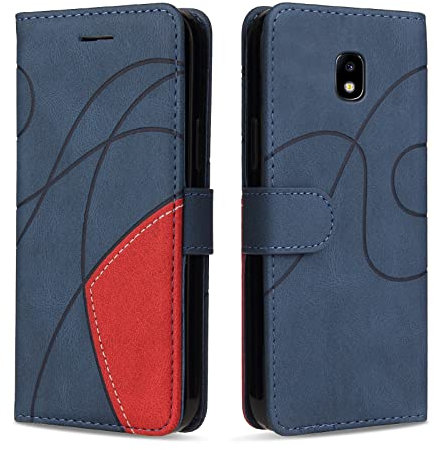 KKEIKO Coque pour Samsung Galaxy J3 2017, Antichoc Étui à Rabat avec Porte Cartes, Magnetique Portefeuille Coque en PU Cuir pour Samsung J3 2017, Bleu