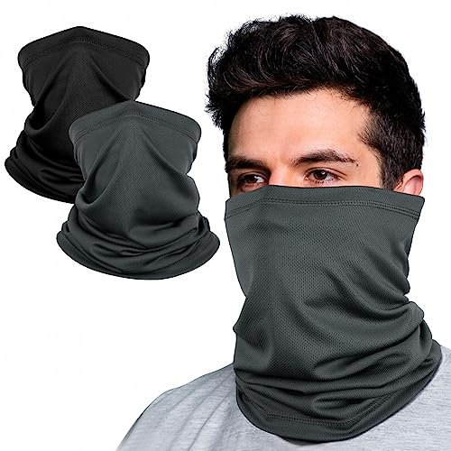 Kiiwah 2 Stück Multifunktionstuch, Mesh Atmungsaktiv Elastiche Schlauchschal für Herren und Damen, Sonnenschutz Halstuch Schnelltrocknend Loop Schal für Outdoor Motorrad Wandern Radfahren Laufen