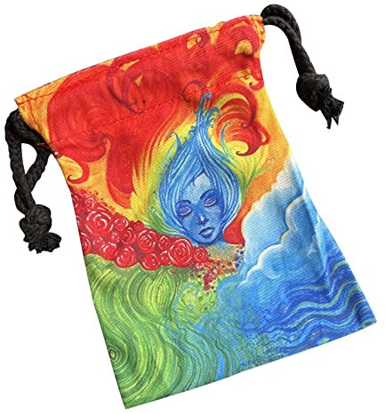 itrimaka TAYSTE 5 Pcs Tarot-Karten-Tasche - Doppelseitige Schlumpf-Muster-Tarot-Karten-Würfelbeutel-Beutel | 5,12 x 7,09 Zoll zusammengesetzte Samt-Schmuckbeutel mit Zugbändern für Tarotkarten
