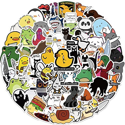 Bric Dodo 50 Stück Cartoons Tiere Aufkleber Auto Laptop Telefon Gitarre Skateboard Motorrad Fahrrad Cartoons Tiere Stickers Set Vinyl Wasserdicht Aesthetic Aufkleber für Jugendliche Kinder Erwachsene