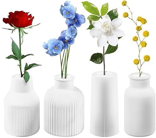 Povxlum 4PCS Silicone Vase Resin Mould for Casting, DIY Epoxy Decorative Ornaments