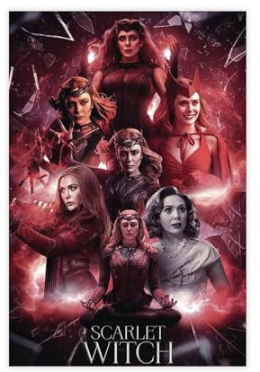 THEGIS Elizabeth Olsen Scarlet Witch 1 Leinwand-Poster, Wandkunst, Dekordruck, Bild, Gemälde für Wohnzimmer, Schlafzimmer, Dekoration, ungerahmt, 30 x 45 cm