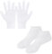 2 Pairs Moisturizing Glove Socks Set, Silicone Gel Spa Socks for Dry Cracked Skin,Silicone Socks for Dry Cracked Feet, Anti Slip Moisturizing Socks Silicone Gloves for Foot Hand Softening (White)