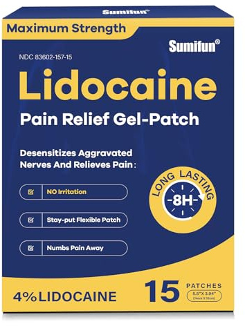 Sumifun 4% Lidocaine Pain Relief Patches 15 Counts(Pack of 1)