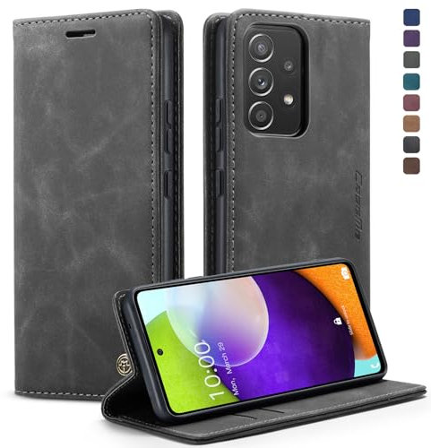 caseme Handyhülle für Samsung Galaxy A52S 5G/ A52 Hülle Premium Leder Klappbar Tasche Flip Case Magnet Kartenfach Standfunktion Klapphülle Schutzhülle für Samsung A52S 5G/ A52 4G/5G - Grau