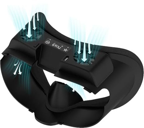 Face Cover Cooling Fan for Oculus Quest 3, Comfortable Foam Pad Fan Cooler with 2 RGB Modes, Active Air Circulation Ventilation to Relieve Lens Fogging - Black