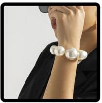 Carufin Vintage Imitation Perle Halskette Armbänder Chunky Perle Choker Halsketten Große Große Perle Halskette Schmuck für Frauen und Mädchen (Silber Armband)