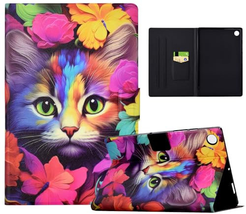 Coque pour Coque pour Galaxy Tab A9+ Plus 2023 (SM-X210/X215/X216/X218) 11 Pouces,Multi-Angle Support Etui à Rabat Housse de Protection Motif de Couleur pour Galaxy Tablette A9 Plus 11, Rose et Chat