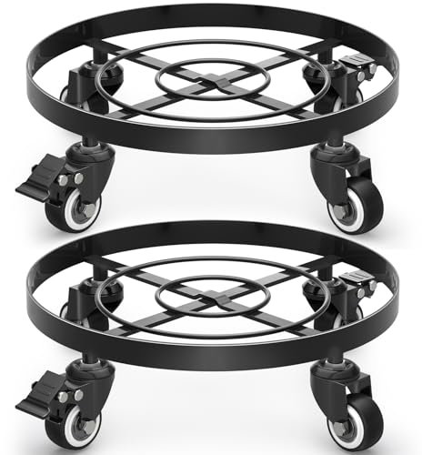 WELDUN Supporto per piante in metallo con ruote, supporto per fioriera da giardino resistente, 32 cm, carrello mobile per vasi, adatto per patii esterni, terrazze e interni, nero, confezione da 2