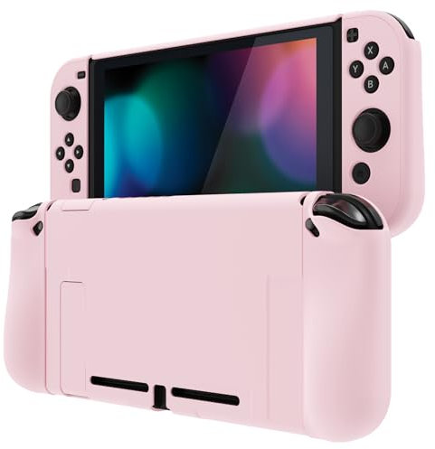 PlayVital Upgraded Dockable Case für Nintendo Switch Joycon, Ergonomische Hülle für Nintendo Switch, trennbare Schutzhülle Tasche für Joy Con(Rosa)