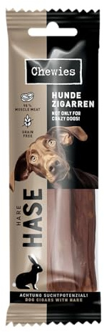 Chewies Hundezigarre, Getreidefrei, Ohne Zuckerzusatz, für Hunde Aller Altersklassen, hoher Proteingehalt (75g (1 Packung), Hase)