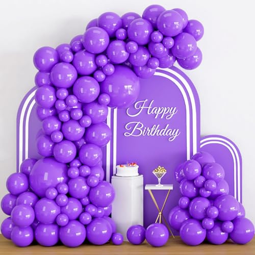Violette Luftballons, 102 Stück, lila, Ballonbogen-Girlande, Set, 5/10/12/18 Zoll, matte violette Latexballons, verschiedene Größen, Packung für Geburtstag, Hochzeit, Valentinstag,