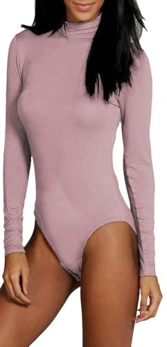 Cilek Damenbody Effektive Damen Thong Unterwäsche Langarm Body Unterhemd (Flieder, One-Size = S-M-L)