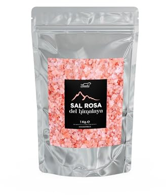 Sal Rosa del Himalaya Cristales 1 kg - Natural, Bajo en Sodio y Rico en Oligoelementos - Sin conservantes, colorantes y sin OGM