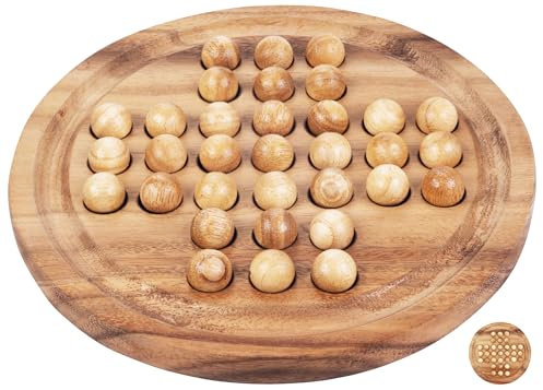Engelhart - 350470 - Solitaire Écologique - Casse-Tête 33 Billes - Jeu de Réflexion - Taille L - 1 Joueur - À Partir de 6 Ans - Jeux en Bois