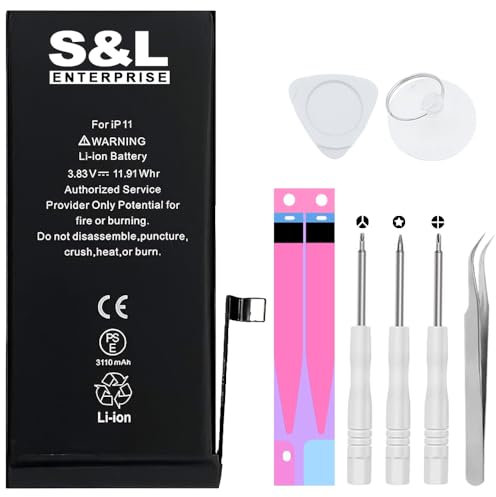 S&L ENTERPRISE 3046mAh Battery for iPhone 11, Li-ion Battery Model A2111 A2221 A2223 with Repair Tool Kit