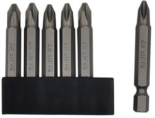 6Pcs 50mm JIS Screwdriver Bit Set with Magnetic Tip,1/4 Hex Shank, S2 Alloy Steel & 6-Hole Storage Strip-Perfect for Japanese Motorcycles, Cars，Bicycle & Equipment (#2x6)