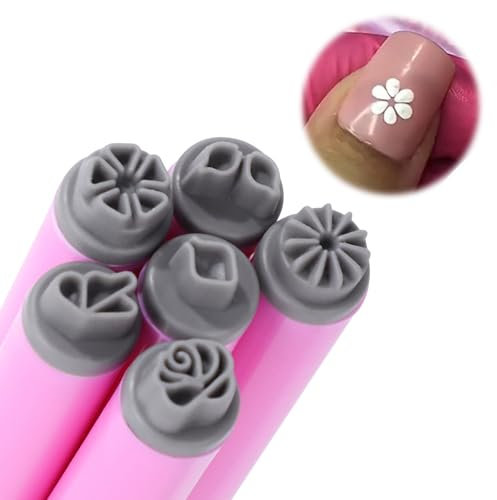 Leofeck 6Pcs Nail Art Stamp Pen Set DIY Nail Stamp Plastic Stamp Pen
