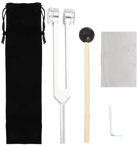 KASURE Juego de Diapasón, Diapasón 128hz, Diapasón Terapéutico, Diapasón Musical con Martillo de Silicona y Herramienta de Reparación